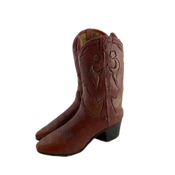 Mini Glass Ceramic Cowboy Boot Pen Holder Western Cowboy Decor - Picture 1 of 14